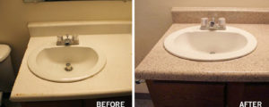 Bathroom Countertop Before and After Refinishing