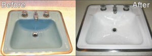 Bathroom sink before and after refinishing!