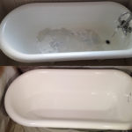 Previously-refinished cast iron clawfoot tub