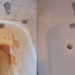 Porcelain-over-steel bathtub
