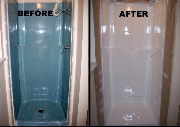 Acrylic Shower Before and After Refinishing