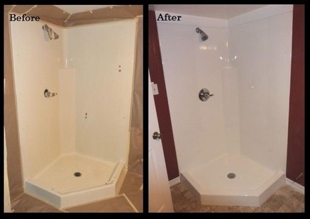 Acrylic Shower Before and After Refinishing