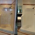 Cultured Marble Shower Before and After Refinishing