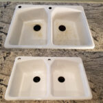 Kitchen Sink before and after refinishing
