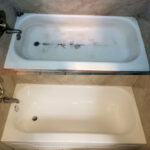 Porcelain-over-steel bathtub